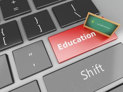 3d Blackboard on computer keyboard. 스톡 일러스트