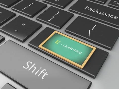 3d Blackboard on computer keyboard. 스톡 일러스트