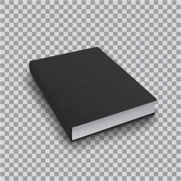 3d Blank book template with black cover on transparent background, perspective 스톡 일러스트
