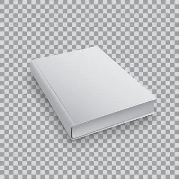 3d Blank book template with white cover on transparent background, perspective Stock Illustration