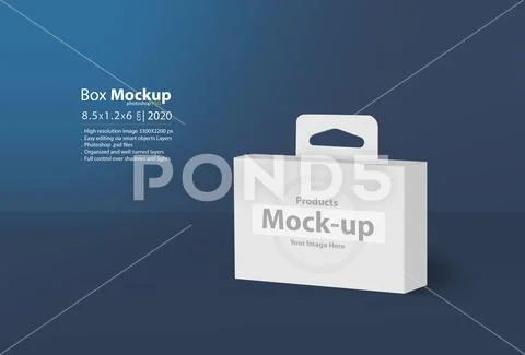 3D blank box with hanger mock-up series PSD Template