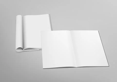 3D Blank Clear Opened Magazine Mockup With Cover Stock Illustration