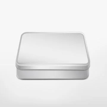 3d blank metal box template isolated on white Stock Illustration
