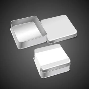 3d blank metal box template 스톡 일러스트