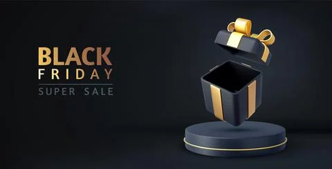 3d Blank open black gift box イラスト素材