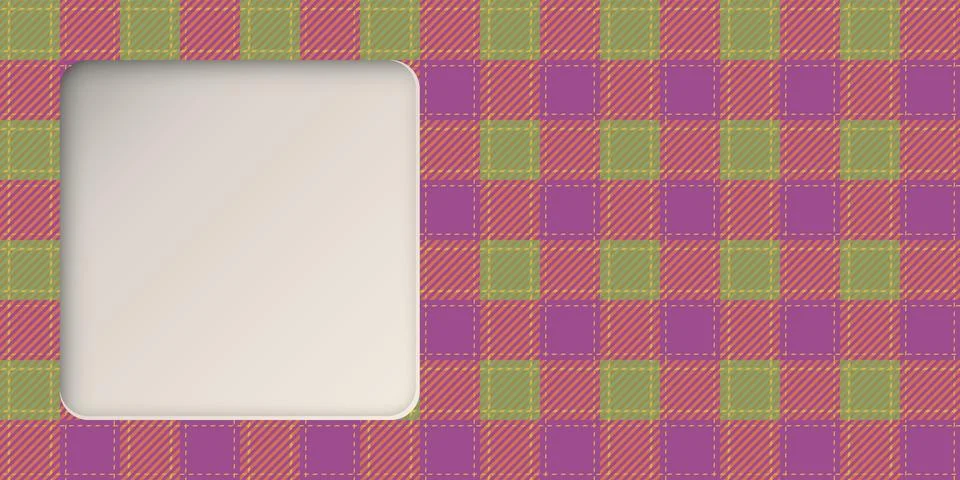 3D blank square frame paper cut style with colorful tartan plaid pattern ba.. Stock Illustration
