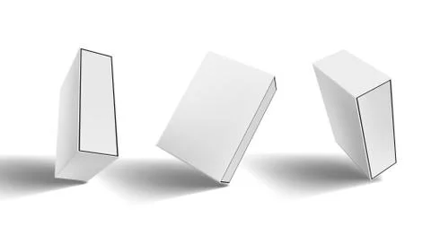 3D Blank White Close Package Box Set イラスト素材