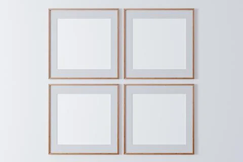 3d blank white frames  on wall Stock Illustration
