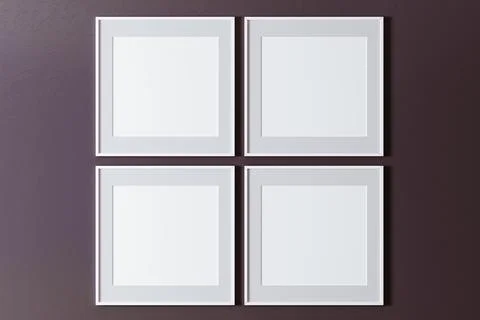 3d blank white frames  on wall Stock Illustration