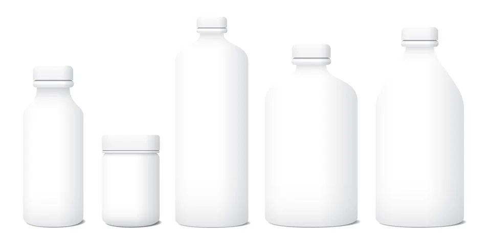 3D blank white plastic bottle packaging mock up isolated template graphic i.. Stock Illustration