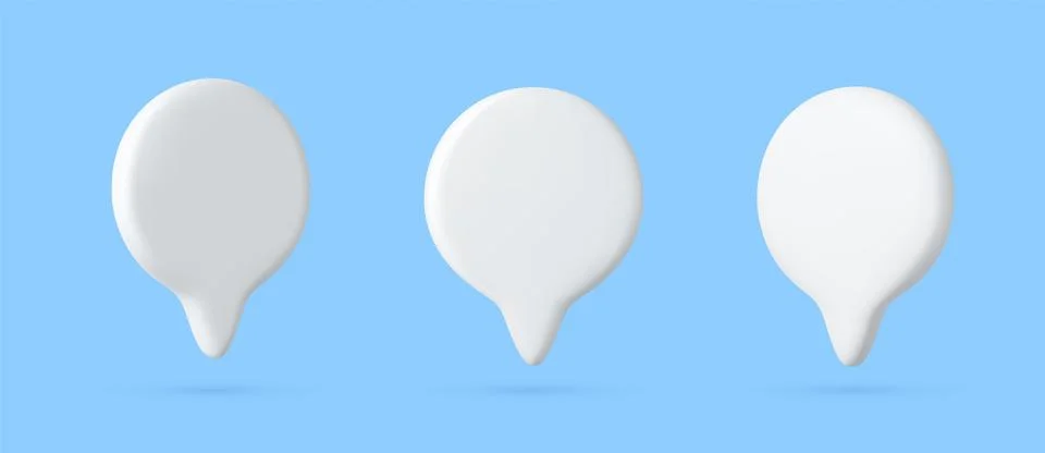 3d Blank white speech bubble pin 스톡 일러스트