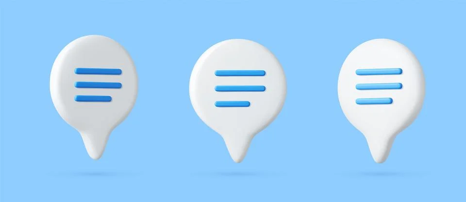 3d Blank white speech bubble pin Stock Illustration