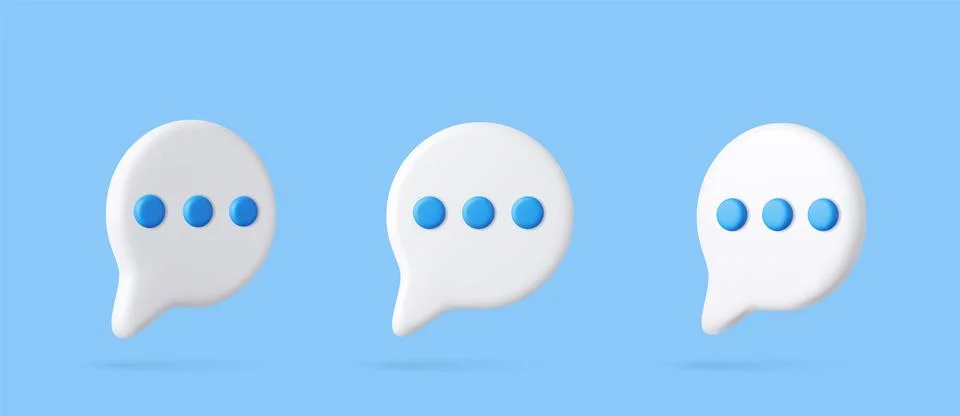 3d Blank white speech bubble pin Stock Illustration