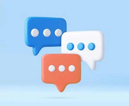 3d Blank white speech bubble pin Stock Illustration