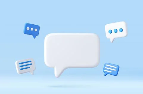 3d Blank white speech bubble pin Stock Illustration