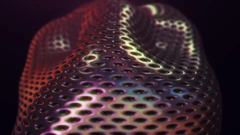 3D Blob Morphing, Circular Holes Mesh, Textured Shell, Seamless Loop, Bio Stock Footage 251730297