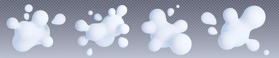 3d blob shapes in white soft style イラスト素材