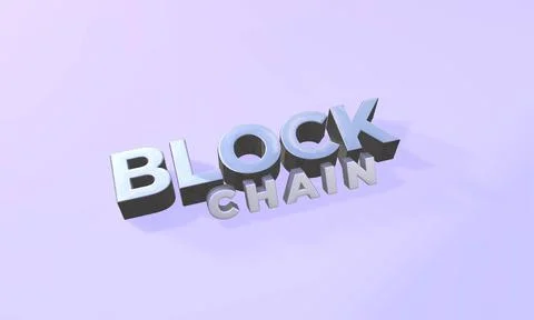 3d block chain text isolated on white. Stock Illustration