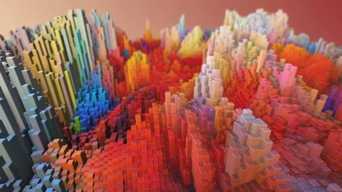 3D Block Landscape abstract background Stock Footage 129653637