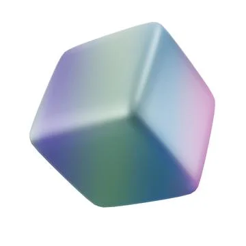 3d block object metal cube abstract geometric shape. Realistic glossy gradient Stock Illustration