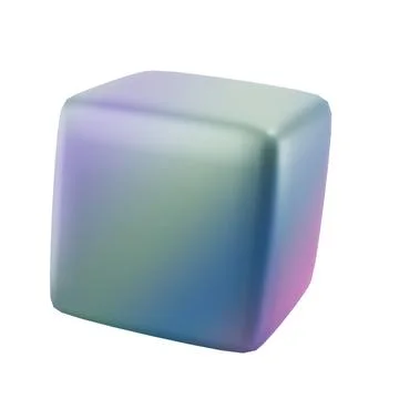 3d block object metal cube abstract geometric shape. Realistic glossy gradient Stockillustratie