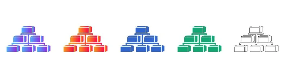 3D Block Stack Hierarchy Icons イラスト素材