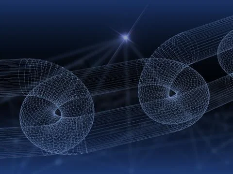 3D Blockchain Digital data, Stock Illustration