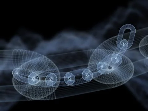 3D Blockchain Digital data, Stock Illustration