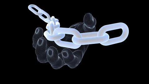 3D Blockchain Digital data, Stock Illustration