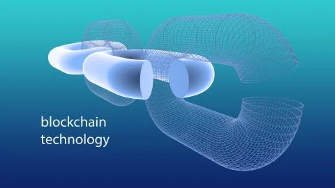 3D Blockchain Digital data, Stock Illustration