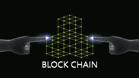 3D Blockchain Digital data,background technology,concept network connections 스톡 일러스트