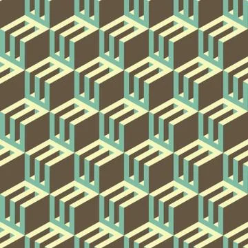 3d blocks structure background. Seamless geometric pattern イラスト素材