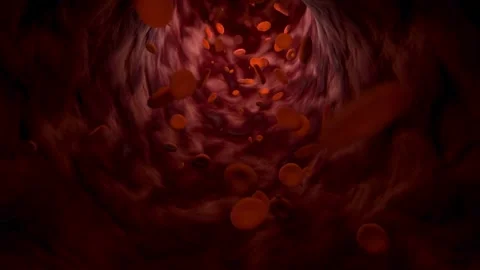 3D Blood Cells Flowing Through Human Bloodstream Medical Animation Seamless Loop Stock Footage 342727261