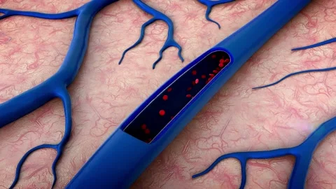 3D Blood Cells Flowing Through Human Bloodstream Medical Animation Seamless Loop Stock Footage 342727269