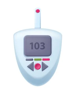 3D blood sugar test machine icon, vector electronic glucometer measuring Illustrazione stock