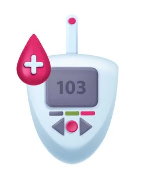 3D blood sugar vector test machine icon, electronic glucometer Illustrazione stock