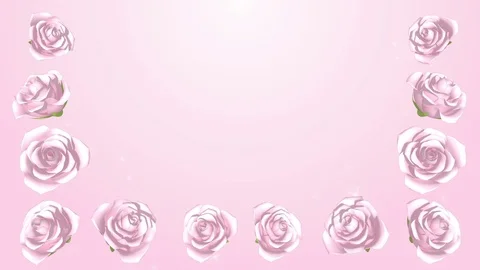 3D Blooming Pink Roses frame, Glitter background Stock Footage 75462229