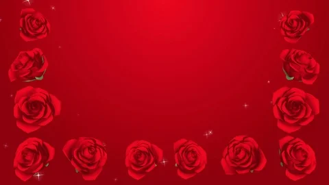 3D Blooming Red Roses frame, Glitter background Stock Footage 75462313