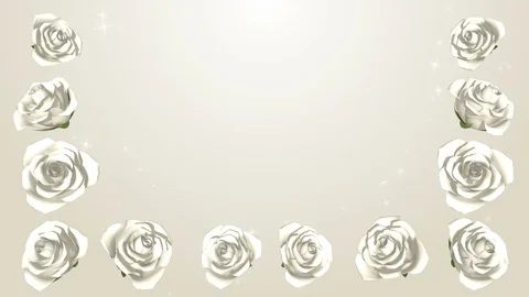 3D Blooming White Roses frame, Glitter background Stock Footage 75399527