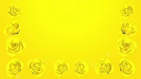 3D Blooming Yellow Roses frame, Glitter background Stock Footage 75462741