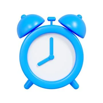 3D Blue Alarm Clock Icon Stock Illustration