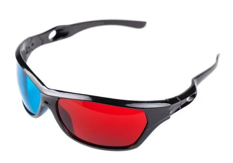 3d blue and red plastic glasses 3d blue and red plastic glasses isolated o... Stock Photos