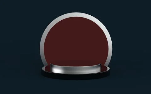 3d Blue and red silver studio podium with abstract element Stock Illustration