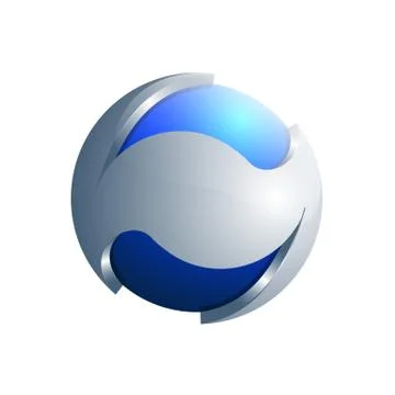 3D Blue and silver sphere Ecology logo template Illustrazione stock