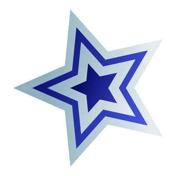 3D Blue and White Star Shape with Geometric Design on Transparent Background Illustrazione stock