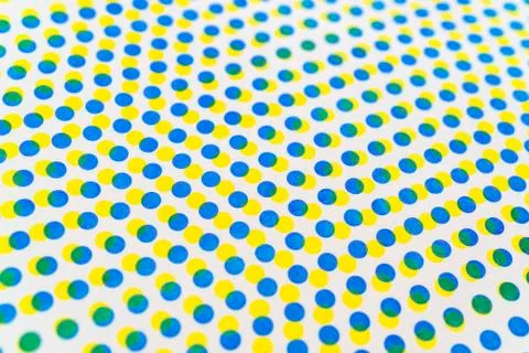 3D blue and yellow dots pattern overlapping on white background Stock Illustration