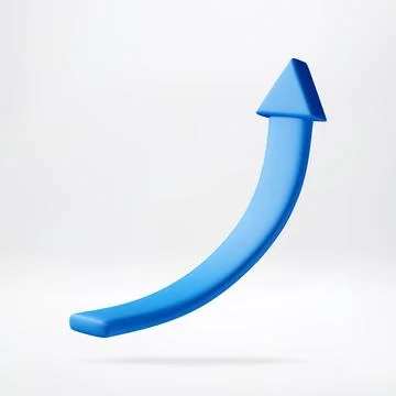 3D Blue arrow pointing upward Stock Illustration