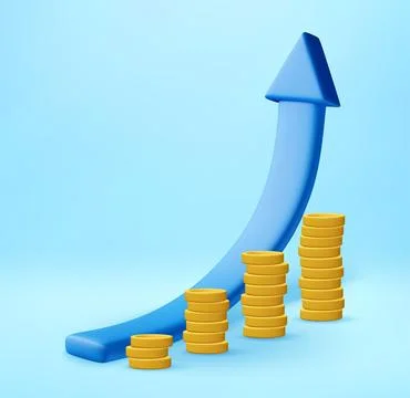 3D Blue arrow rising Stock Illustration