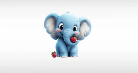 3d blue baby elephant posing floating on a white background. animation, looped Stock Footage 302296210