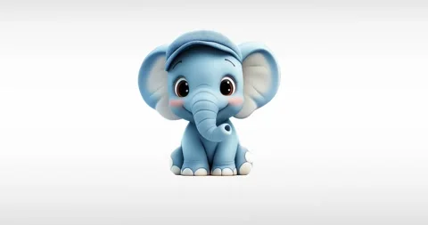 3d blue baby elephant posing floating on a white background. animation, looped Stock Footage 302834849
